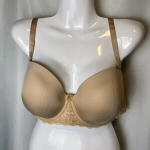 Torrid Curve Bra 38DDD Convertible to Strapless Underwire Bone Nude Beige Comfy